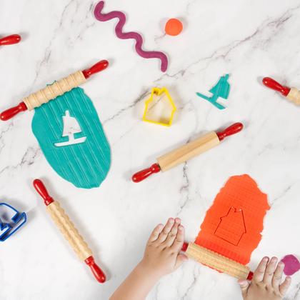 Imagem de Rolling Pins READY 2 LEARN Mini conjunto de 6 em madeira texturizada