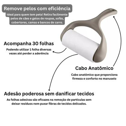 Imagem de Rolo Adesivo 30 Folhas Remove Tira Pelos Multiuso - Sanremo