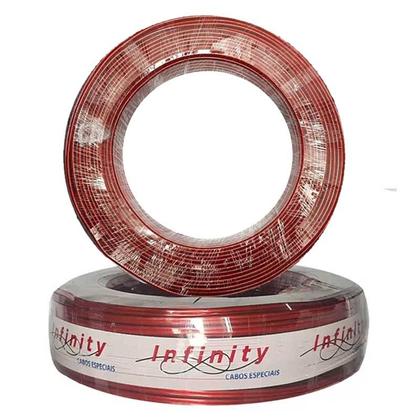 Imagem de Rolo Cabo Fio Bicolor 2x16 1,00mm 300V PT/VM 100m Para Som Infinity