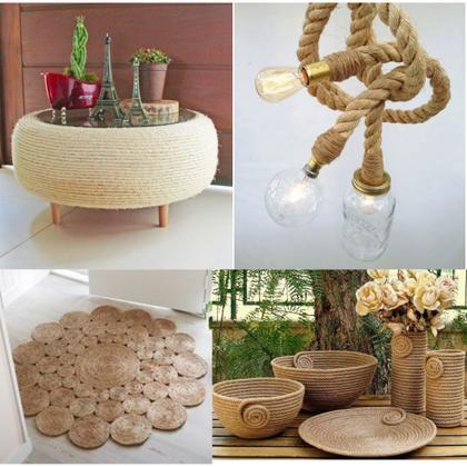 Imagem de Rolo Corda De Sisal Natural 14mm 50 Mts Rasada Trança Arranhador Gatos Decoração Artesanato Construção