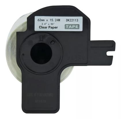 Imagem de Rolo de etiqueta termica compativel brother dk22113 - 62mmx15,24mts continua preto/transp