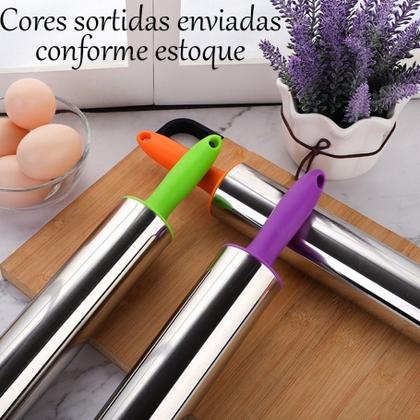 Imagem de Rolo de Massa Macarrão Pão Pizza Giratório Inox Profissional para Cozinha