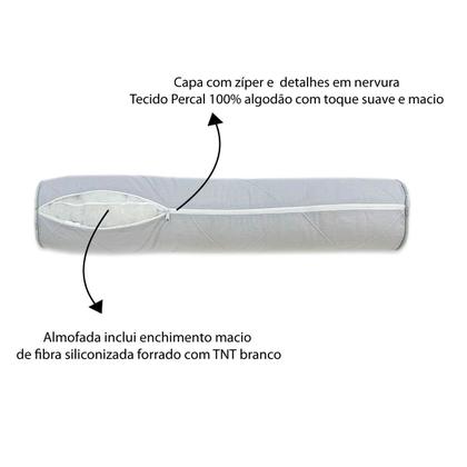 Imagem de Rolo Decorativo Cabeceira Cama de Casal 100% Algodão