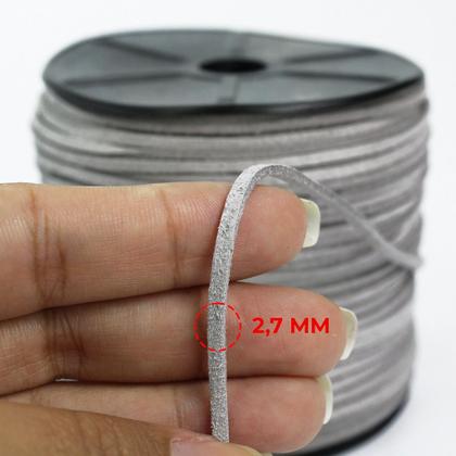 Imagem de Rolo Fio De Camurça Suede De 15 Metros 2.7mm Cinza Faça Voce Mesmo