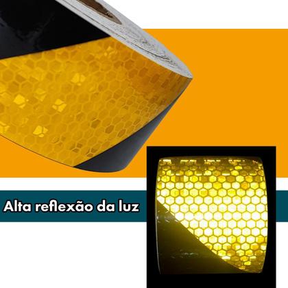 Imagem de Rolo Fita Adesiva Refletiva Zebrada Amarela Preta