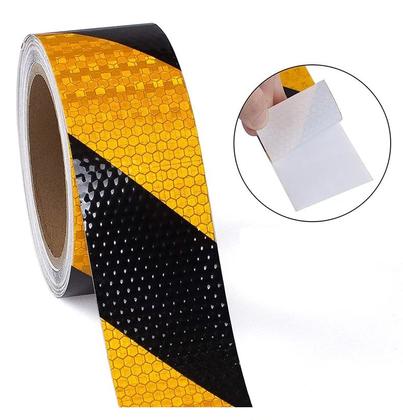 Imagem de Rolo Fita Adesiva Refletiva Zebrada Amarela Preta