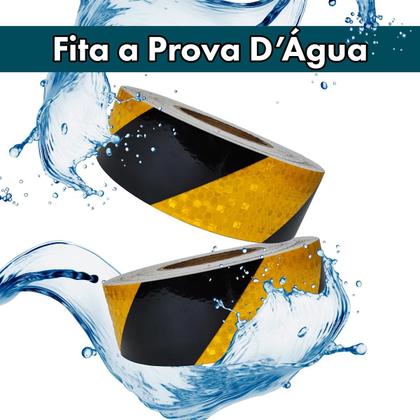 Imagem de Rolo Fita Adesiva Refletiva Zebrada Amarela Preta