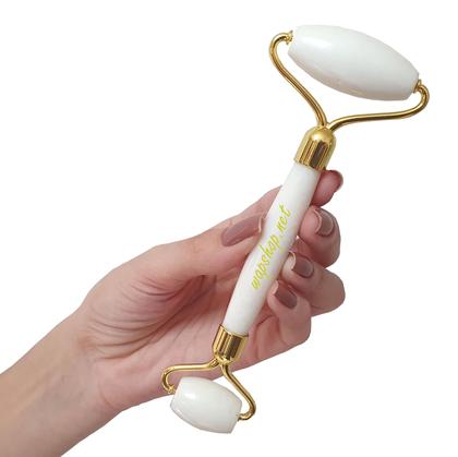 Imagem de Rolo Galvanizado Pedra Natural Jade Branca e Placa Gua Sha