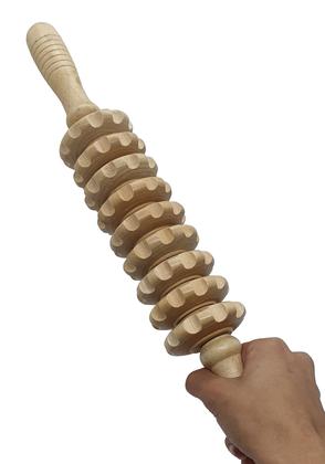 Imagem de Rolo Massageador Corporal De Madeira Terapeutico 38cm