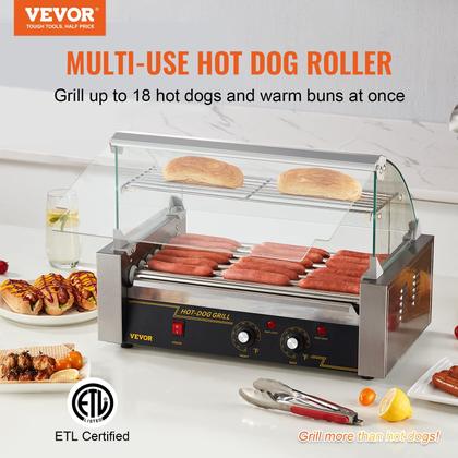Imagem de Rolo para cachorros-quentes VEVOR 7 rolos 18 cachorros-quentes 1050W inoxidável