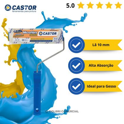 Imagem de Rolo para pintura Lã Microfibra Seda 10MMx15CM c/cabo - Castor