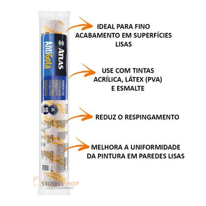 Imagem de Rolo Pintura Big Anti-gota Tinta Esmalte Atlas 46cm -2 Uni