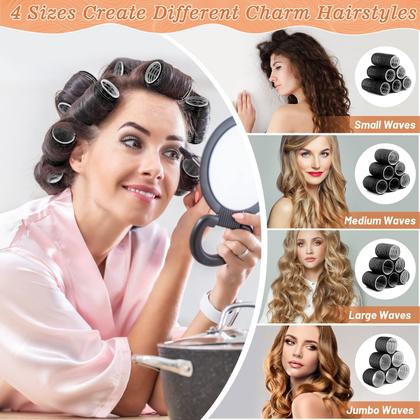 Imagem de Rolos de Cabelo Heatless Cludoo - 24 Unidades com 12 Clips e 4 Tamanhos