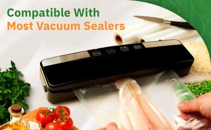 Imagem de Rolos seladores a vácuo EverFresh de 11 x 25" - Sacos seladores a vácuo - Máquina seladora a vácuo - Rolos de sacos seladores de alimentos compatíveis com máquinas FoodSaver - Pacote com 4 - Estampagem 15% mais espessa do que o fornecedor líder.