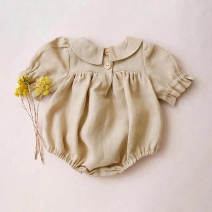 Imagem de Romper de Algodão e Linho para Menina (3 a 24 Meses) - Traje de Princesa para o Verão