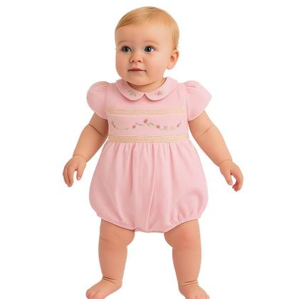Imagem de Romper De Linho Bebê Casinha de Abelha Flores Papilloo