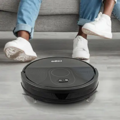 Imagem de Ropo Glass 3 - Aspirador de Pó Robô, Automático 3 em 1 Varre, Aspira, Passa Pano, Bateria Recarregável, Bivolt, Preto