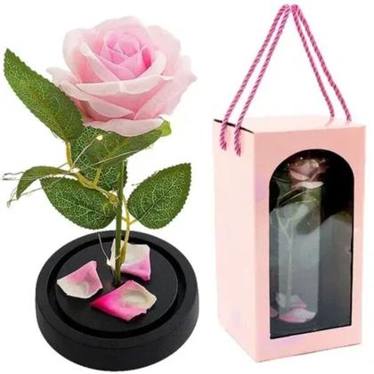 Imagem de Rosa Artificial na Cúpula Flor de 22cm com LED