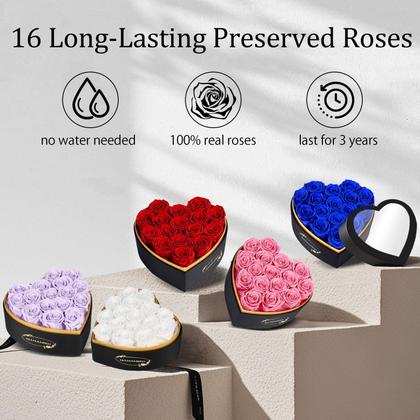 Imagem de Rosas preservadas MAMAMIKO 16 em caixa de presente em forma de coração para ela