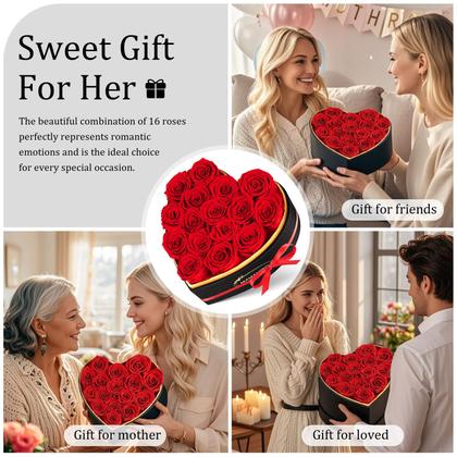 Imagem de Rosas preservadas MAMAMIKO 16 em caixa de presente em forma de coração para ela