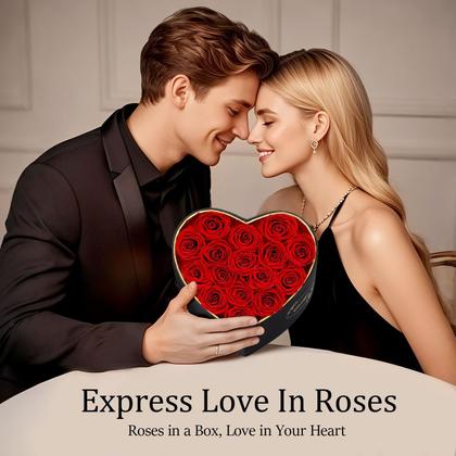 Imagem de Rosas preservadas MAMAMIKO 16 em caixa de presente em forma de coração para ela