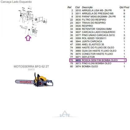 Imagem de Rosca sem Fim Bomba de Óleo da Motosserra BFG 62 Buffalo