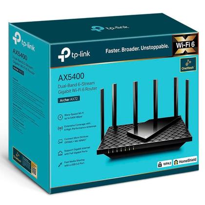 Imagem de Roteador 4Portas Wireless Gigabit Wifi 6 AX72 Dual Band, AX5400, TP-LINK  TP-LINK