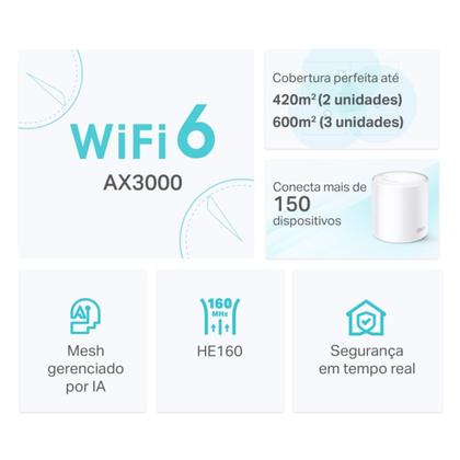 Imagem de Roteador Ax3000 Mesh Wifi 6 Deco X50 Gigabit Dual Band Branco 2 Pack Tp Link