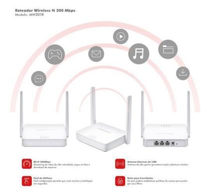 Imagem de Roteador Mercusys Wireless N MW301R 300Mbps 2 Antenas - WiFi