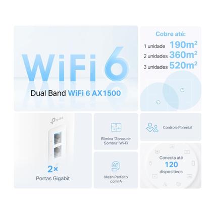 Imagem de Roteador Mesh Wifi 6 Deco X10 IA Dual Band Gigabit Ax1500 TP Link