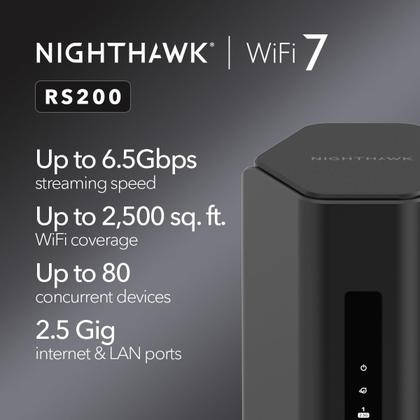 Imagem de Roteador NETGEAR Nighthawk RS200 WiFi 7 de banda dupla 6,5 Gbps