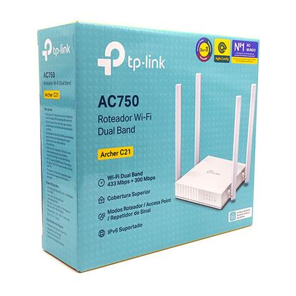 Imagem de Roteador TP-Link Archer C21 AC750, Wireless Wi-Fi 5, Dual Band, 4 Antenas