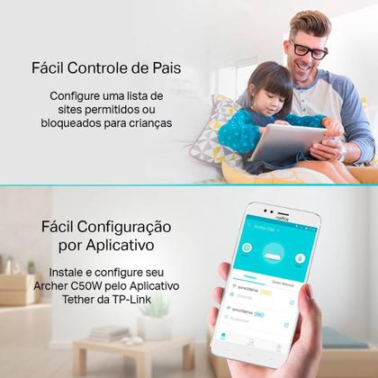 Imagem de Roteador TP-Link Archer C50W Wisp Preset AC1200 Dual Band 4 Antenas (V. 6.8)