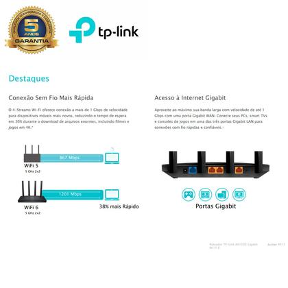 Imagem de Roteador TP-Link AX12 WI-FI 6 AX1500 Tecnologia EasyMesh