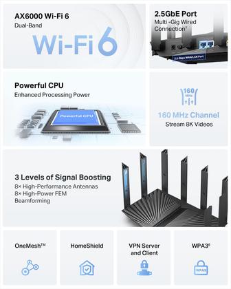 Imagem de Roteador Wi-Fi 6 TP-Link Archer AX80 AX6000 - 2,5 Gbps WAN/LAN