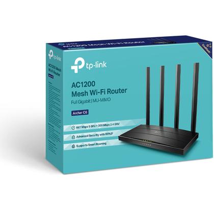 Imagem de Roteador Wireless TP-Link Archer C6 - 867/300MBPS - Dual-Band - 4 Antenas - Preto