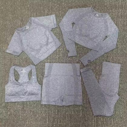 Imagem de Roupa Academia Com 5 Peças Feminina Luxo Premium Calça Top