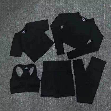 Imagem de Roupa Academia Com 5 Peças Feminina Luxo Premium Calça Top
