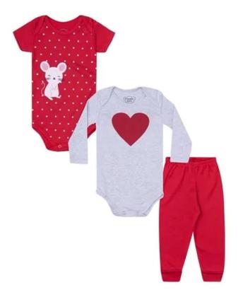 Imagem de Roupa bebe Body manga longa + body manga curta + Calça com punho algodão kit 3 peças Menino Menina enxoval maternidade inverno, frio P,M,G,GG
