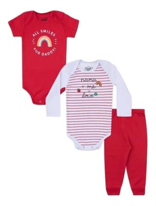 Imagem de Roupa bebe Body manga longa + body manga curta + Calça com punho algodão kit 3 peças Menino Menina enxoval maternidade inverno, frio P,M,G,GG