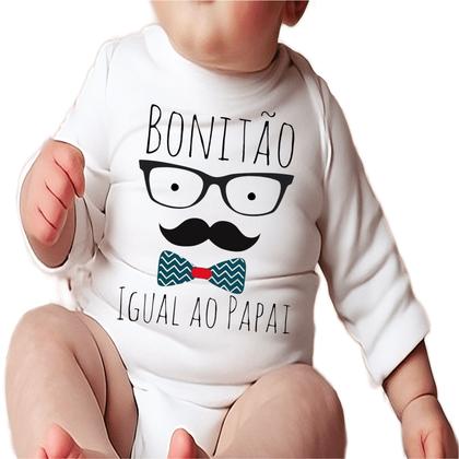 Imagem de Roupa Body Bebê Manga Comprida Estampado Bonitão Igual Pai