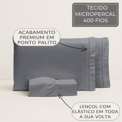 Imagem de Roupa de Cama Casal 400 Fios Micropercal 3 Pçs Jogo de Lençol Extra Macio Toque de Pessego