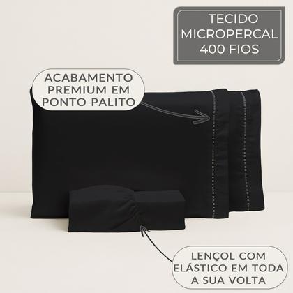 Imagem de Roupa de Cama Casal 400 Fios Micropercal 3 Pçs Jogo de Lençol Extra Macio Toque de Pessego