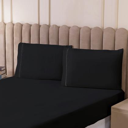 Imagem de Roupa de Cama Casal 400 Fios Micropercal 3 Pçs Jogo de Lençol Extra Macio Toque de Pessego