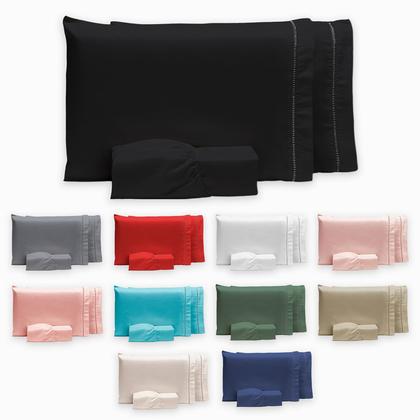 Imagem de Roupa de Cama Casal 400 Fios Micropercal 3 Pçs Jogo de Lençol Extra Macio Toque de Pessego