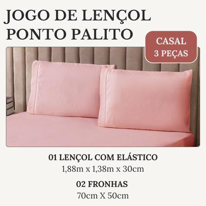 Imagem de Roupa de Cama Casal 400 Fios Micropercal 3 Pçs Jogo de Lençol Extra Macio Toque de Pessego