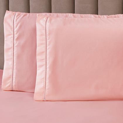 Imagem de Roupa de Cama Casal 400 Fios Micropercal 3 Pçs Jogo de Lençol Extra Macio Toque de Pessego