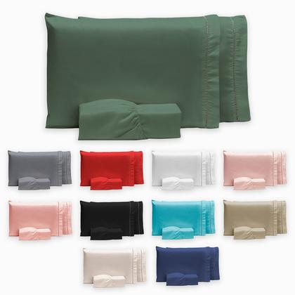 Imagem de Roupa de Cama Casal 400 Fios Micropercal 3 Pçs Jogo de Lençol Extra Macio Toque de Pessego