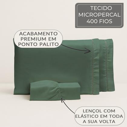 Imagem de Roupa de Cama Casal 400 Fios Micropercal 3 Pçs Jogo de Lençol Extra Macio Toque de Pessego