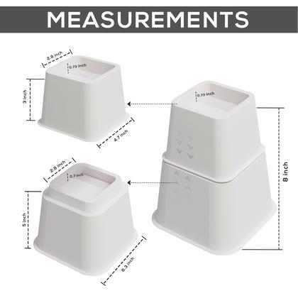 Imagem de Roupa de cama Furniture Risers Utopia com elevação de cama ajustável de 3, 5 ou 8 polegadas (conjunto de 4)